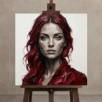 Premium Wall Art Kare Html Edition – MONOCHROME0826070 displayed on a studio easel
