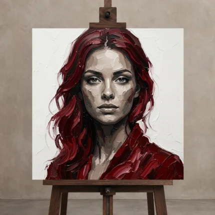 Premium Wall Art Kare Html Edition – MONOCHROME0826070 displayed on a studio easel