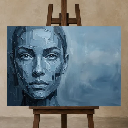 Premium Wall Art Yatay Html Edition – MONOCHROME0826073 displayed on a studio easel