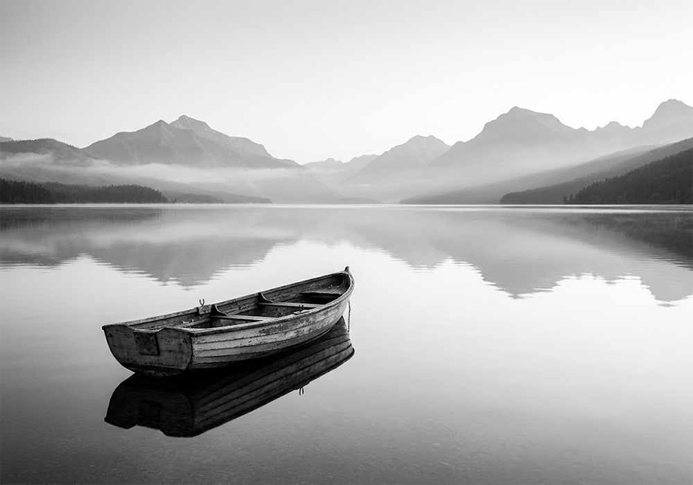 Golden Stillness Black And White Photo Artwork Charcoal & Gold Art Print