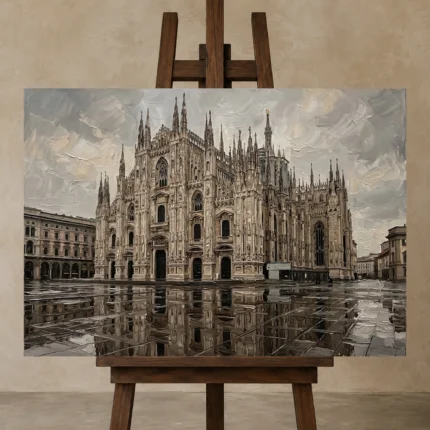 Premium Wall Art Dikey Html Edition – MONOCHROME0826103 displayed on a studio easel