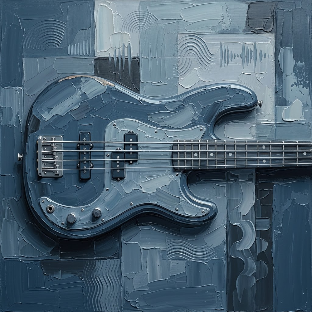 Deep Resonance Bass Guitar Wall Art Dusty Blue Gallery Art Print