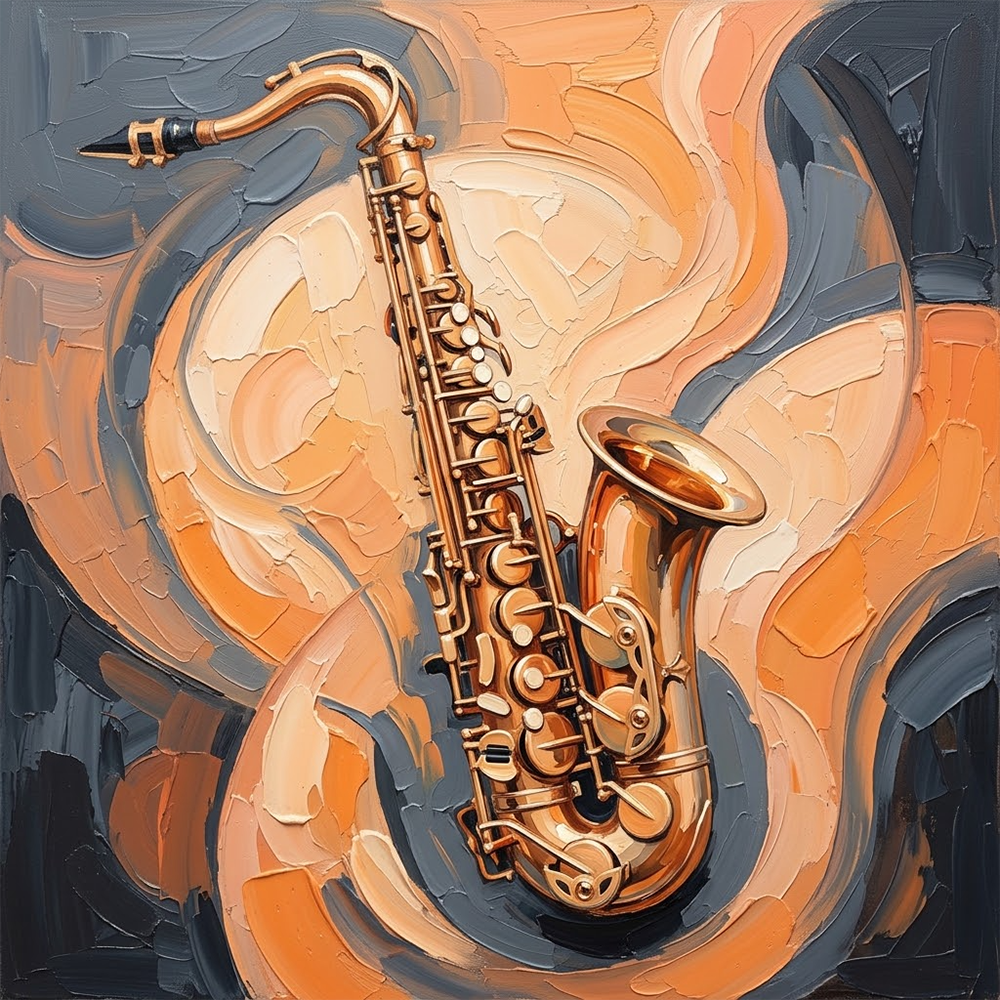 Apricot Melody Saxophone Wall Art Apricot Modern Art Print