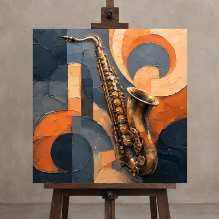 Premium Wall Art Kare Html Edition – MUSIC2806035 displayed on a studio easel
