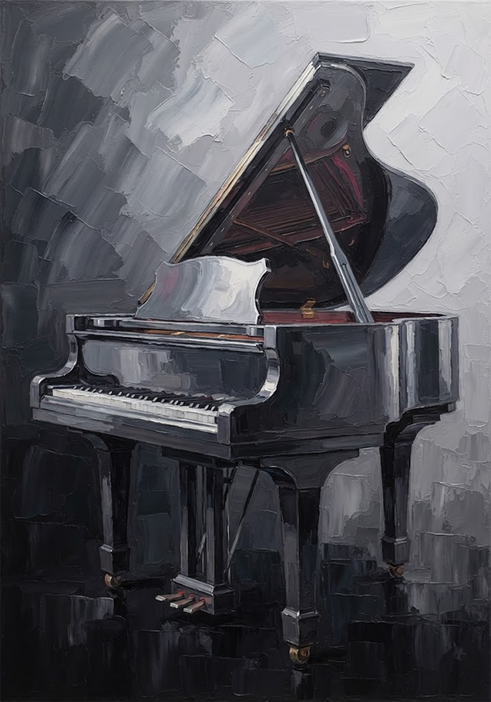 Graphite Sonata Grand Piano Wall Art Graphite & Rose Art Print