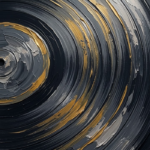 Charcoal and gold record wall art featuring a close-up vinyl record with concentric grooves for elegant interiors