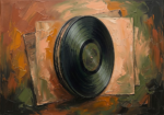 Clay & Moss vinyl record wall decor featuring a vintage vinyl record with earthy clay and moss green tones for sophisticated interiors