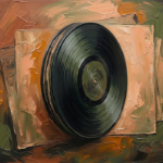 Clay & Moss vinyl record wall decor featuring a vintage vinyl record with earthy clay and moss green tones for sophisticated interiors