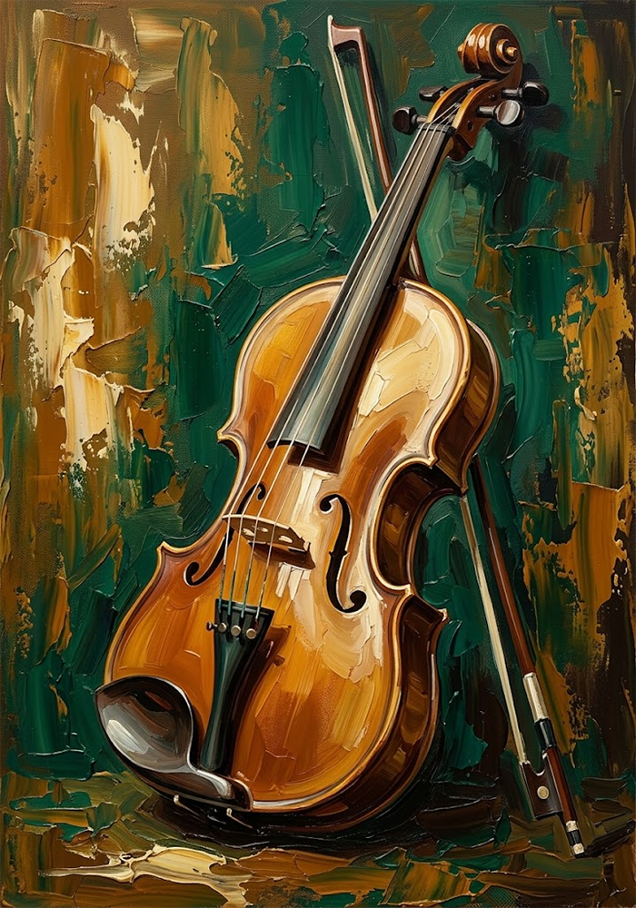 Emerald Sonata Wall Art Violin Amber & Emerald Art Print