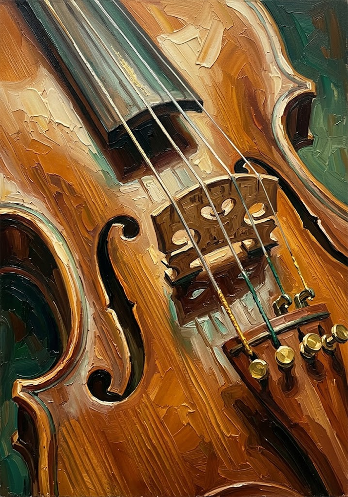 Amber Virtuoso Wall Art Violin Amber & Emerald Art Print