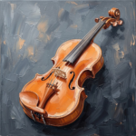 Apricot Modern violin wall painting print featuring a classical violin with warm apricot tones and elegant craftsmanship for refined interiors