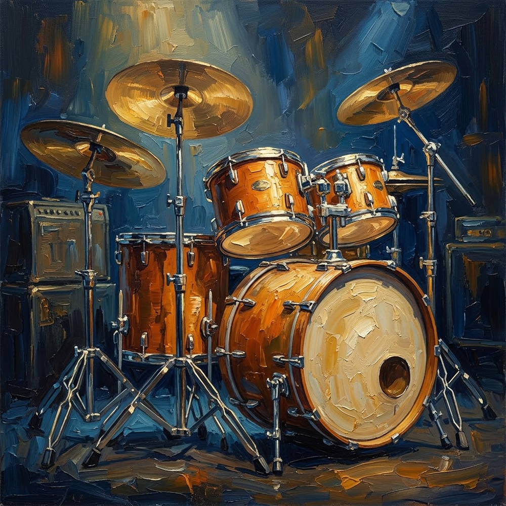 Desert Rhythm Rock And Roll Prints Ochre & Navy Art Print