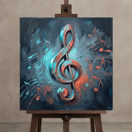 Premium Wall Art Kare Html Edition – MUSIC2806116 displayed on a studio easel