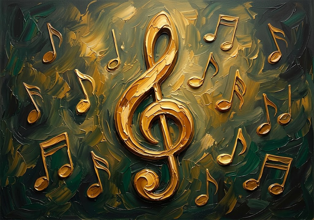 Emerald Sonata Music Note Art Prints Amber & Emerald Art Print