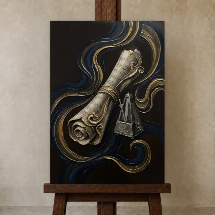 Premium Wall Art Dikey Html Edition – MUSIC2806132 displayed on a studio easel