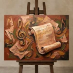 Premium Wall Art Yatay Html Edition – MUSIC2806138 displayed on a studio easel