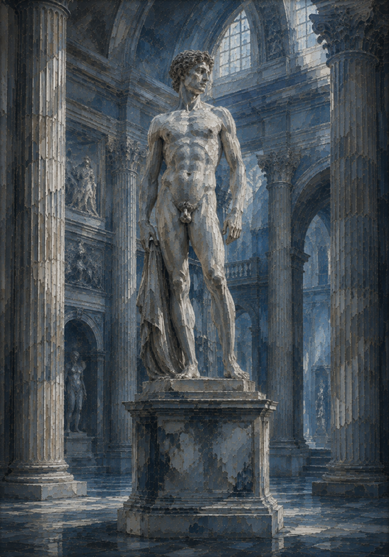 Azure Poise Nude Figure Wall Art Dusty Blue Gallery Art Print