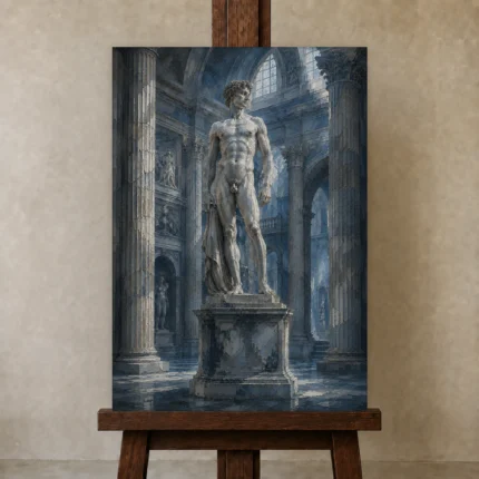 Premium Wall Art Dikey Html Edition – NUDE0826082 displayed on a studio easel