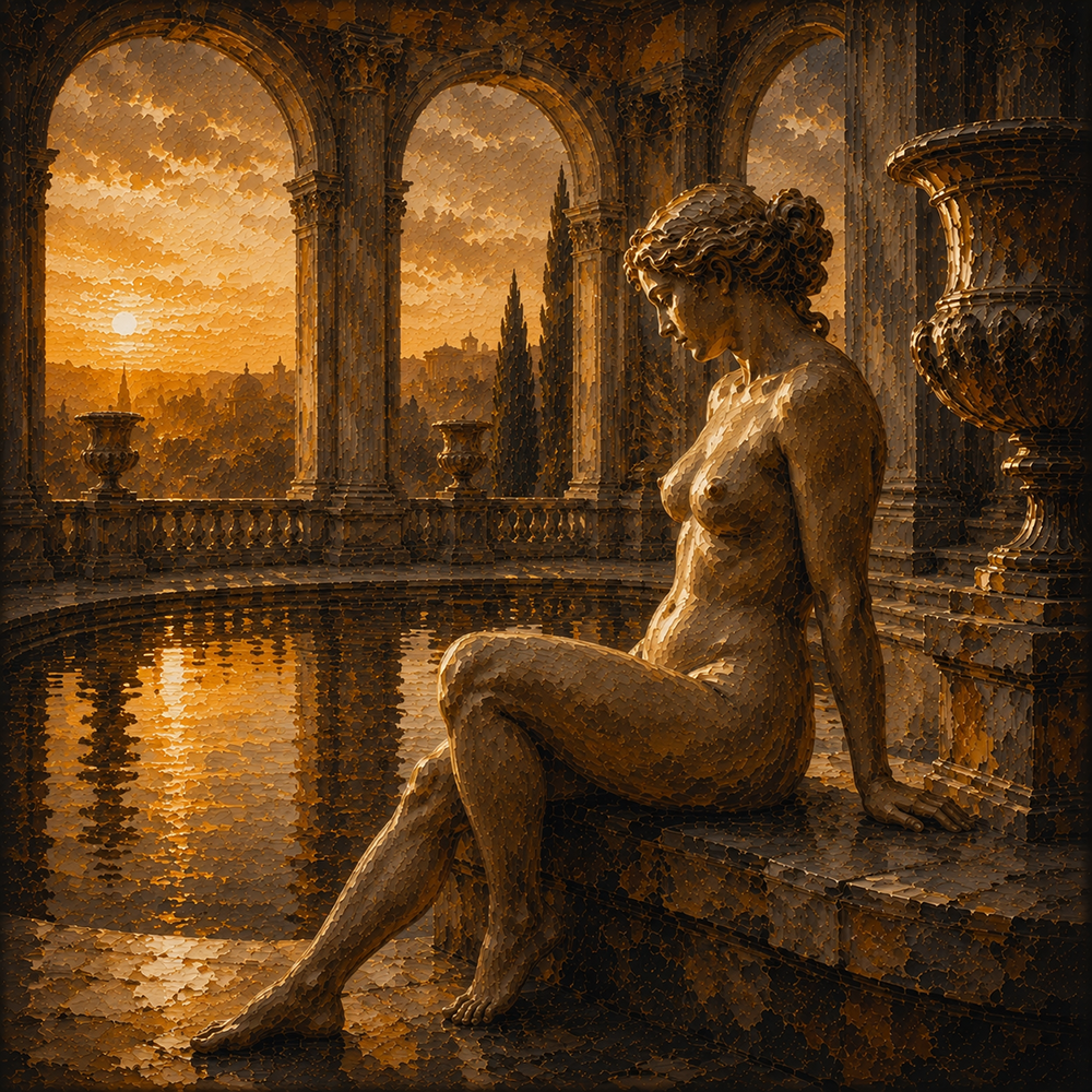 Golden Stillness fine art nude prints Honey Bronze Art Print