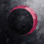 Graphite and rose abstract wall art for office featuring an eclipse-inspired circular composition with layered painterly texture for elegant interiors