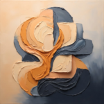 Apricot abstract office wall art featuring layered sculptural organic forms with painterly texture for sophisticated contemporary interiors