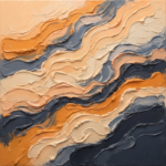 Apricot abstract office wall art featuring flowing layered wave forms with painterly texture for elegant contemporary interiors