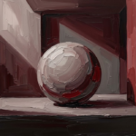 Merlot minimalist office wall art print featuring a sculptural architectural sphere