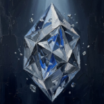 Silver and cobalt the office minimalist art print featuring a suspended geometric crystal sculpture