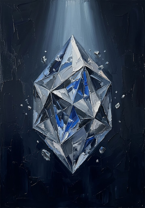 Azure Fragment The Office Minimalist Art Silver & Cobalt Art Print