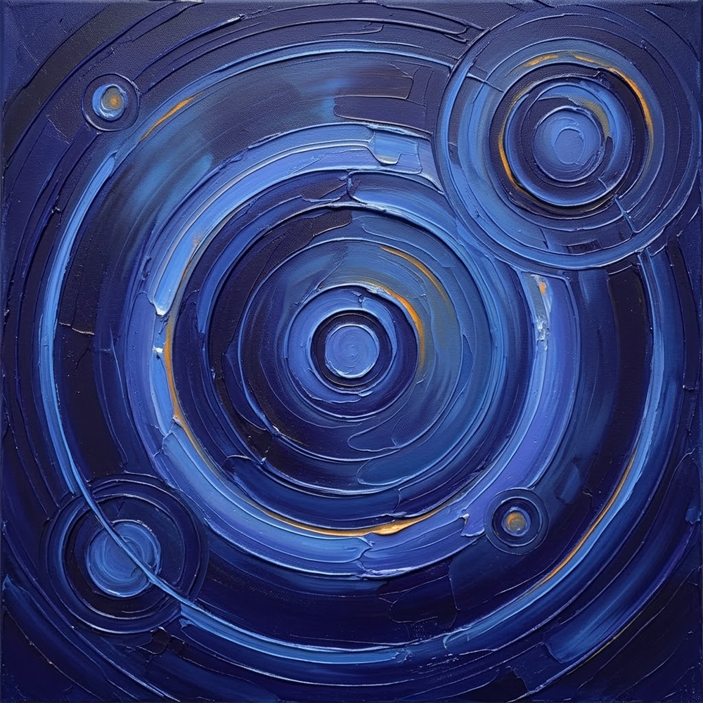 Cosmic Blueprint Contemporary Wall Art for Office Indigo & Saffron Art Print