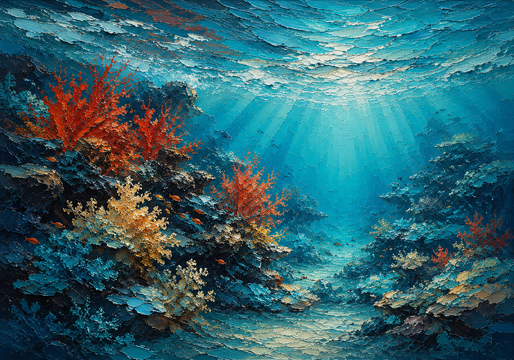 Coral Sanctuary Corporate Wall Art Graphite Museum Art Print