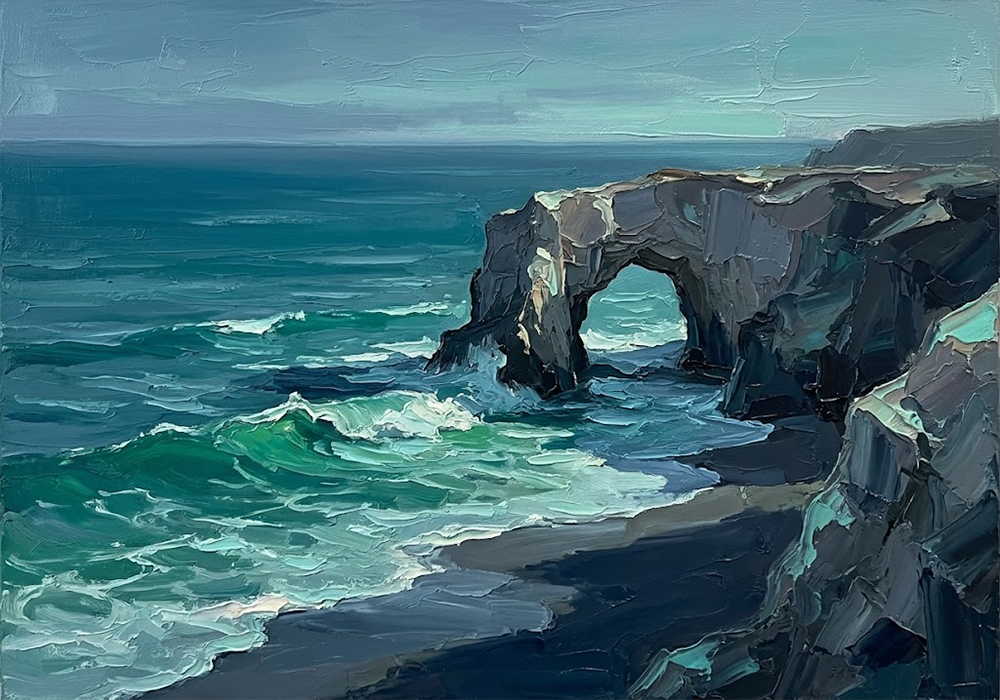 Emerald Shore Wall Art for Business Office Slate & Teal Art Print