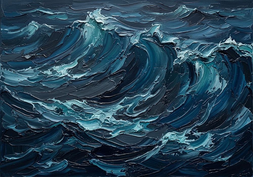 Deepwater Crown Blue Ocean Artwork Peacock Editorial Art Print