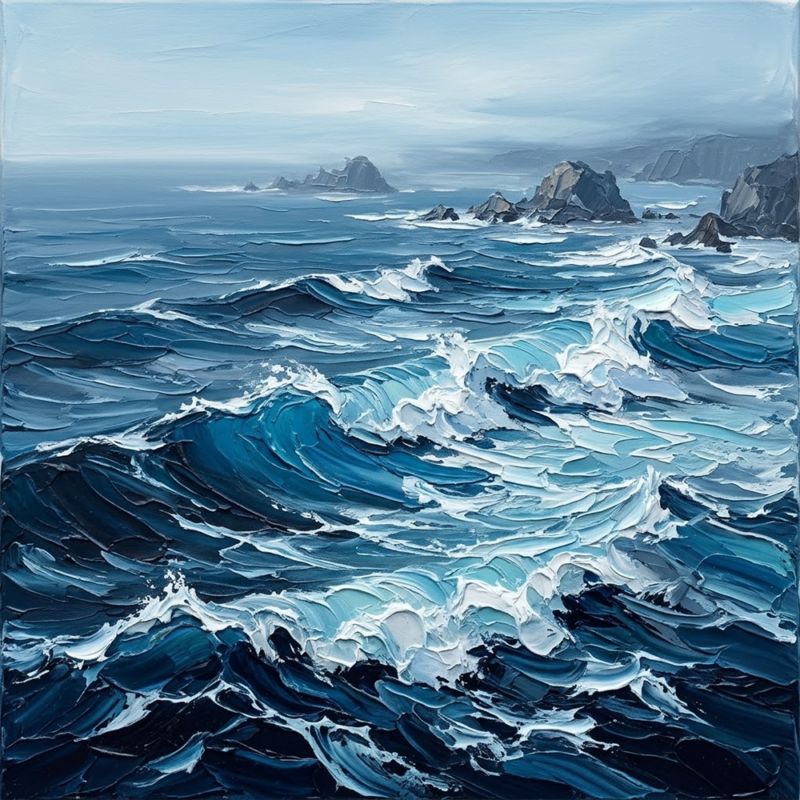 Arctic Horizon Large Coastal Wall Art Ice Blue Editorial Art Print