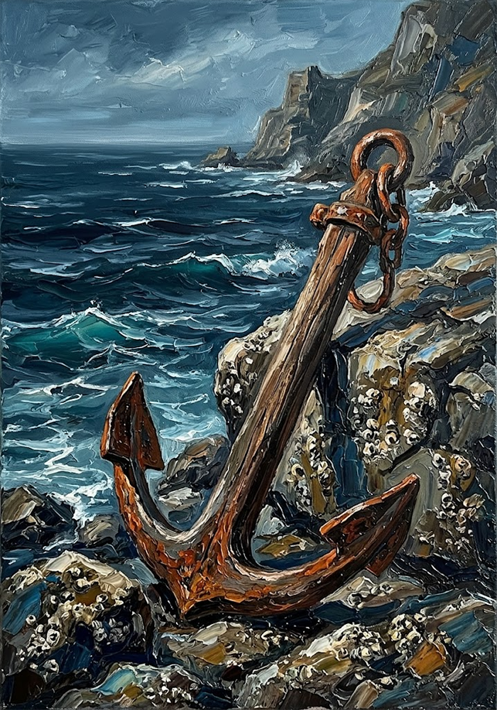 Ancient Current Nautical Art Prussian & Rust Art Print
