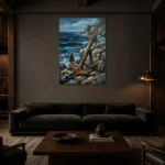 Premium Wall Art Dikey Html Edition – SEEWALL2606060 shown in a warm modern interior