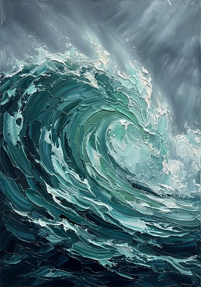 Emerald Tide Ocean Wall Art Deep Teal Editorial Art Print