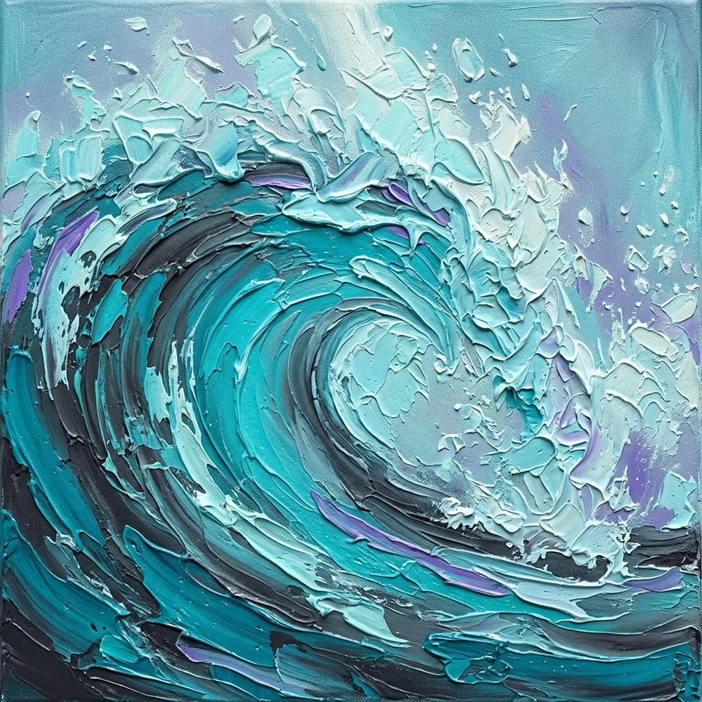 Glacial Waves Ocean Paintings on Canvas Glacier & Plum Art Print