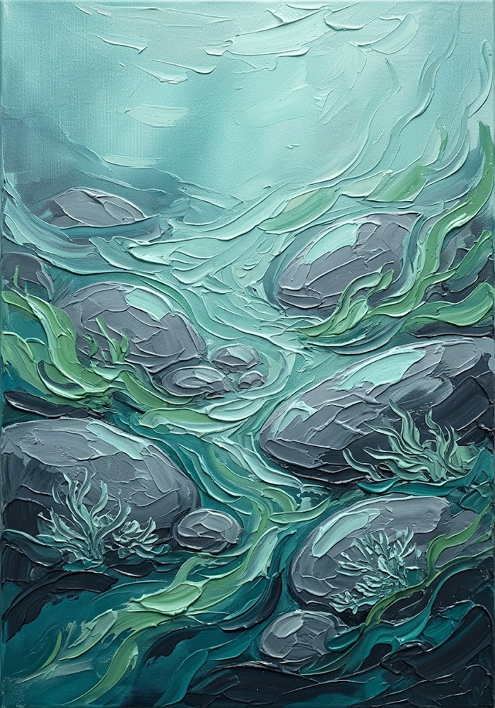 Aqua Silence Ocean Prints Sea Glass Modern Art Print