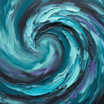 Glacier and plum abstract ocean painting featuring a sweeping frozen wave arc and violet reflections