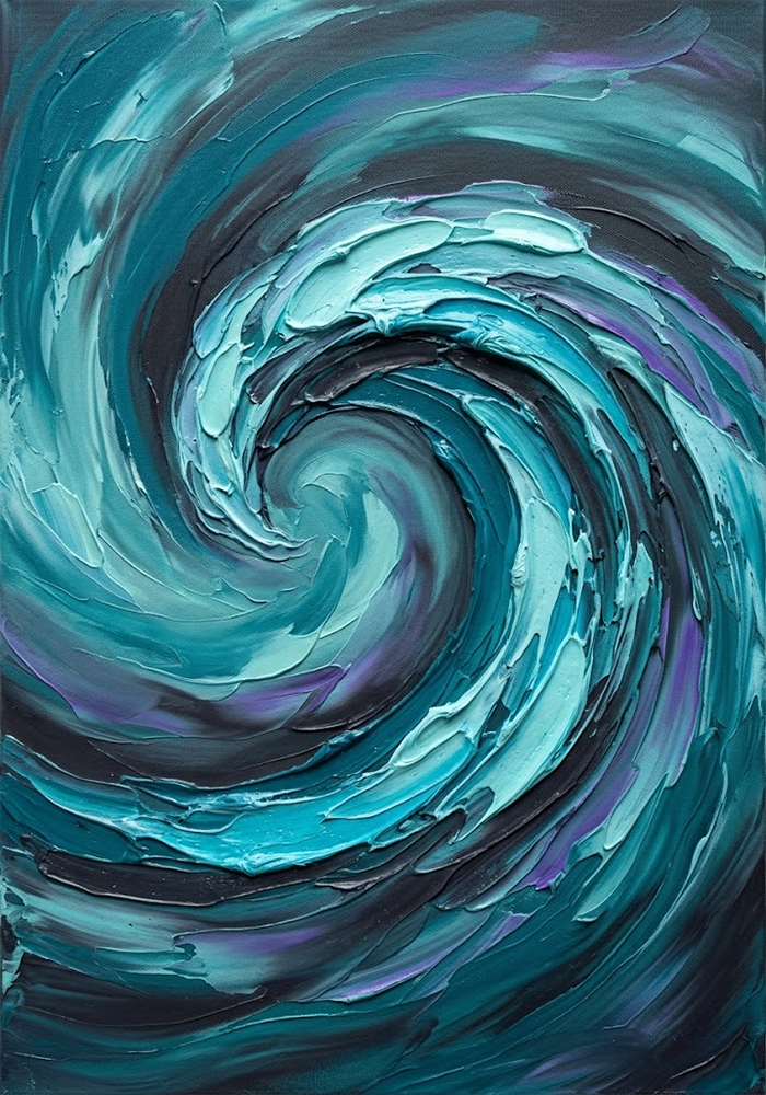 Glacial Motion Abstract Ocean Painting Glacier & Plum Art Print