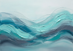 Sea Glass Modern abstract ocean wall art featuring translucent teal waves and luminous aqua currents