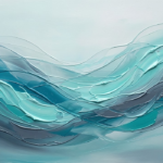 Sea Glass Modern abstract ocean wall art featuring translucent teal waves and luminous aqua currents