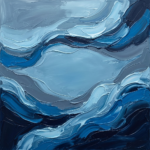 Ice blue abstract seascapes artwork featuring layered ocean currents and flowing coastal forms for elegant interiors