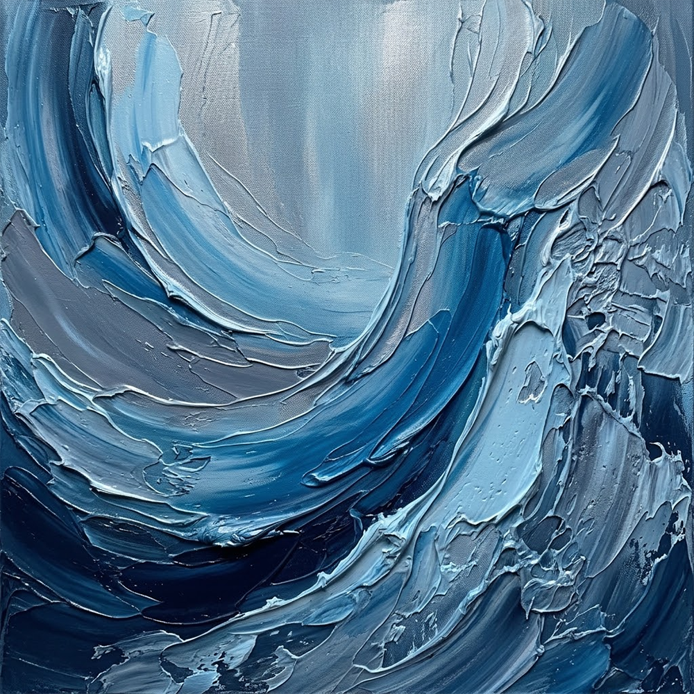 Glacier Waves Abstract Seascapes Artwork Ice Blue Editorial Art Print