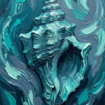 Sea Glass Modern seashell canvas art featuring a sculptural shell with layered ocean-inspired textures for elegant interiors