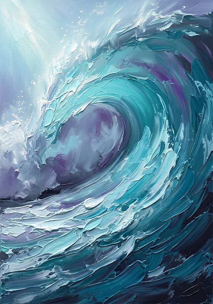 Abyss Crown Large Wave Painting Glacier & Plum Art Print