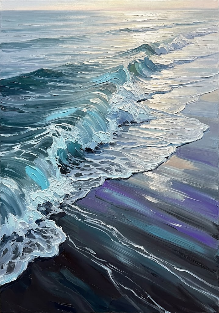 Glacial Torrent Large Wave Painting Glacier & Plum Art Print