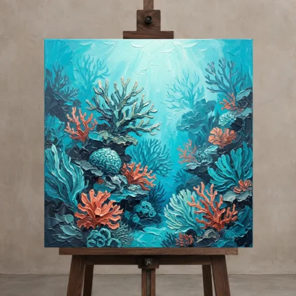 Premium Wall Art Kare Html Edition – UNDERWATER2806016 displayed on a studio easel
