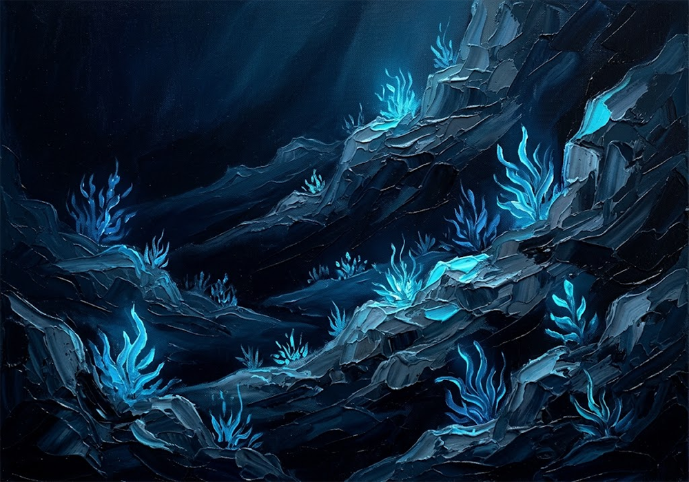 Electric Depths Deep Sea Wall Art Prussian Night Art Print